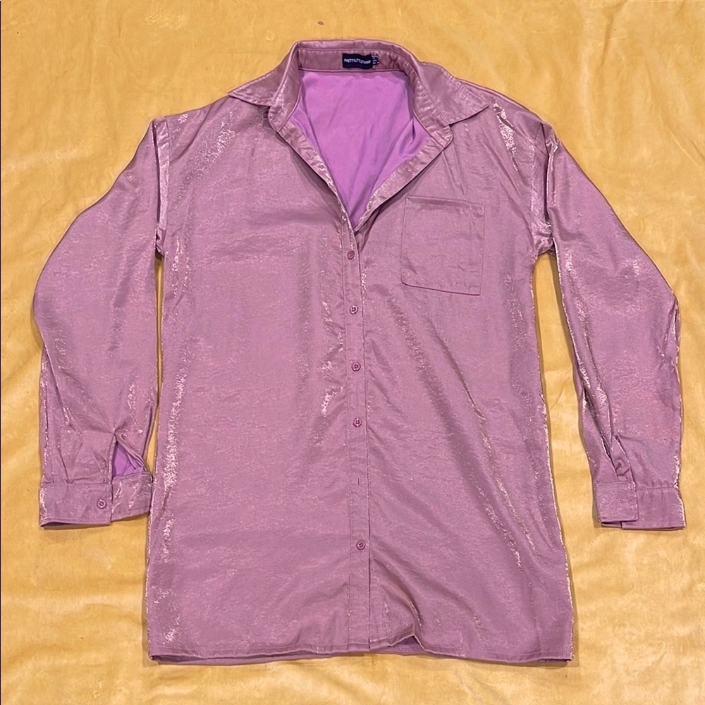 PrettyLittleThing Shimmering Salmon mini Dress